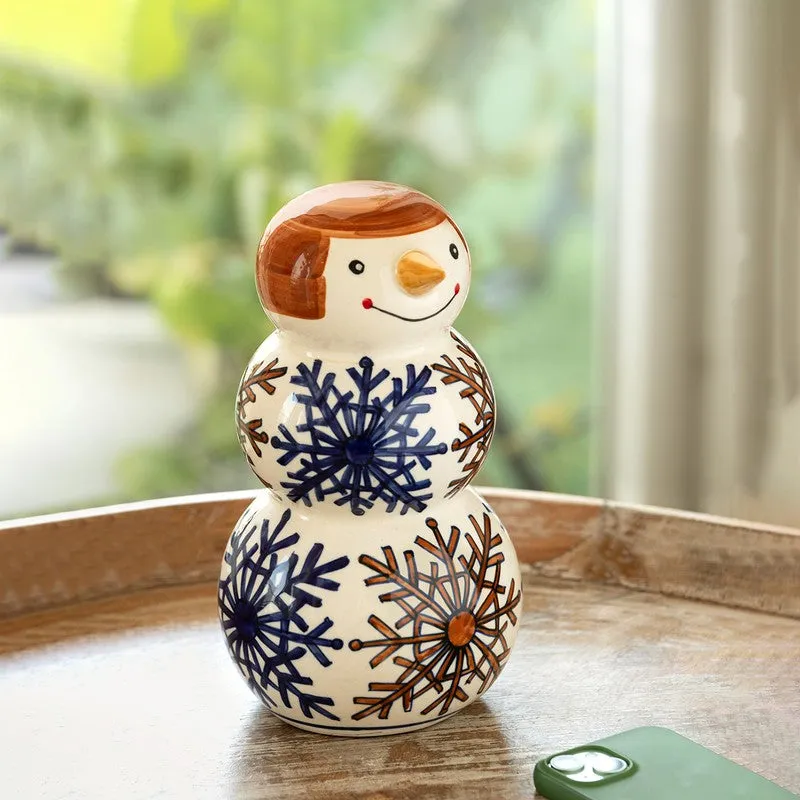 Happy Snowman Ceramic Handpainted Showpiece media 1