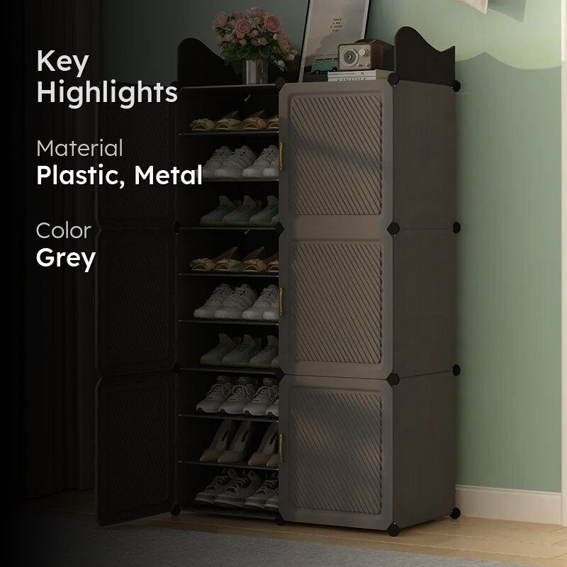 Everyday Grey Plastic & Metal Shoe Racks media 2