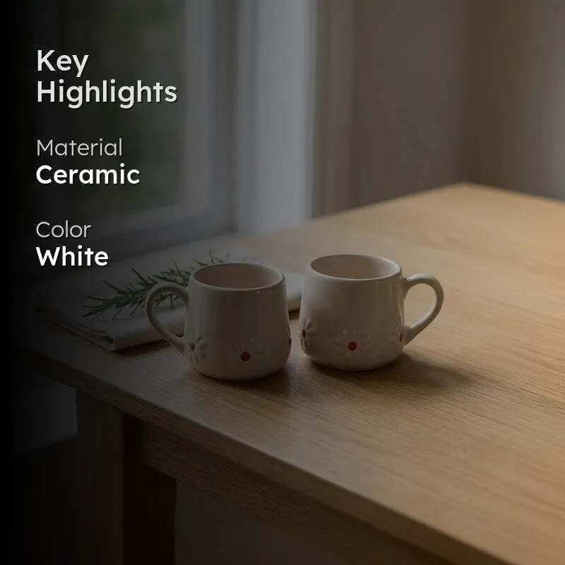 Ceramic Coffee Mug (White/250 mL Each) - Set of Two media 2