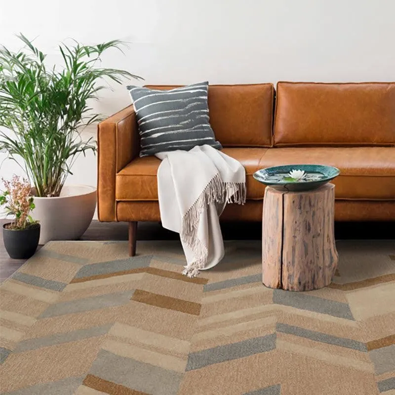 Alcinous Hand Tufted Geometric Wool & Nylon Carpet - Grey & Brown media 8