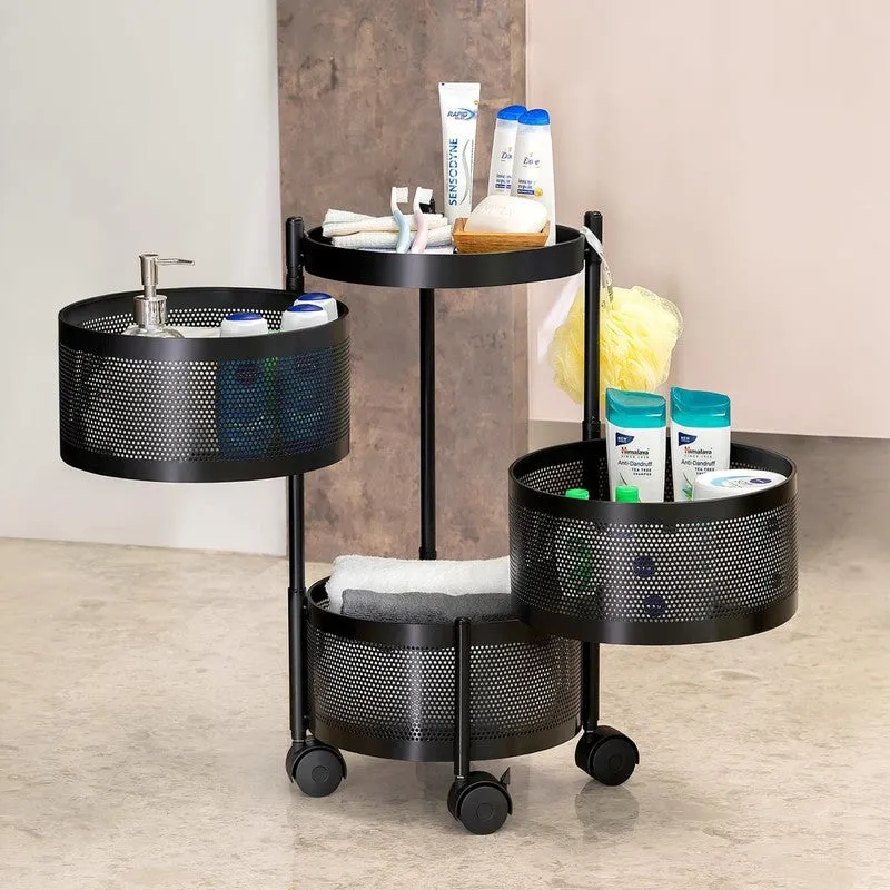 Black Metal Swinging Basket Rack for Easy Storage media 6