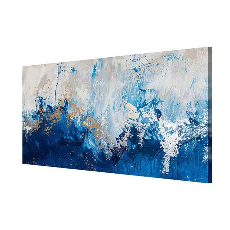 Swirling Blue And Gold Waves Poly Canvas Wall Painting media 5