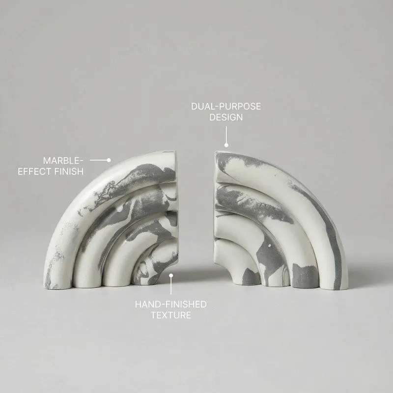 Fig Living Spiral Symmetry Ceramic Book End - Set Of Two media 7