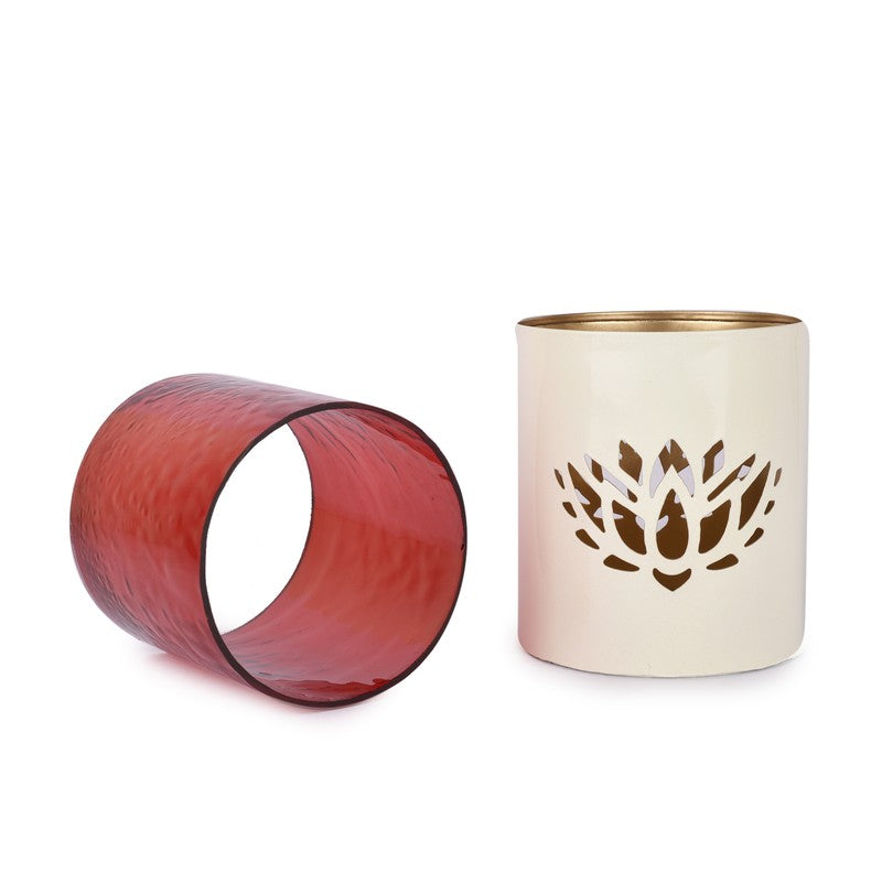 Lotusia Metal & Glass Tealight Candle Holder - Set Of Two media 7