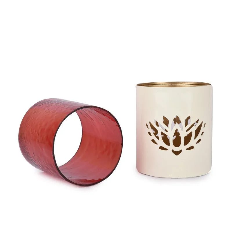 Lotusia Metal & Glass Tealight Candle Holder - Set Of Two media 7
