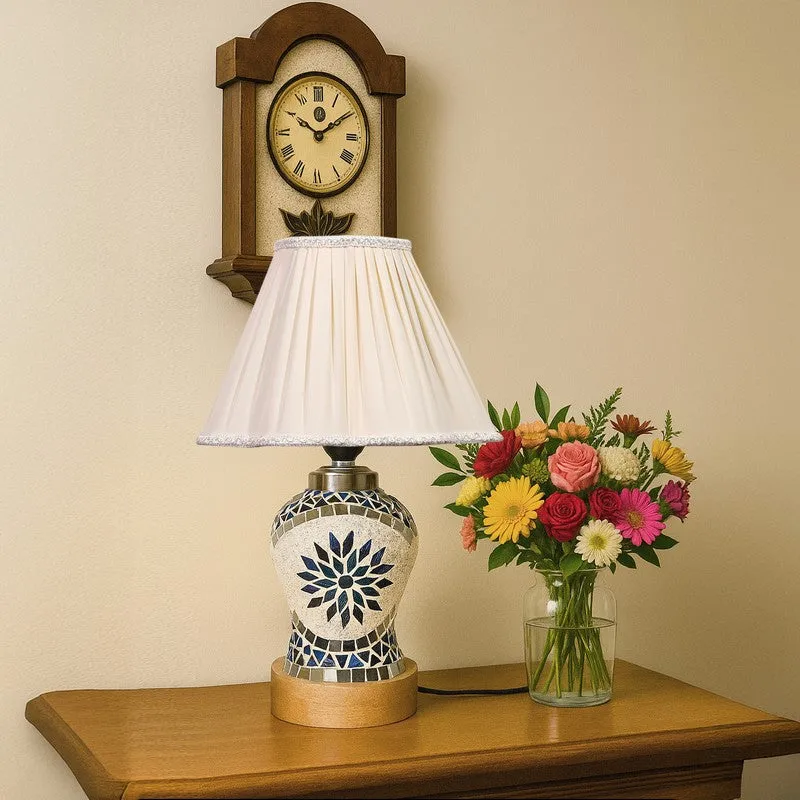 Floranira Pleated Wooden Table Lamp - Multicolor media 4
