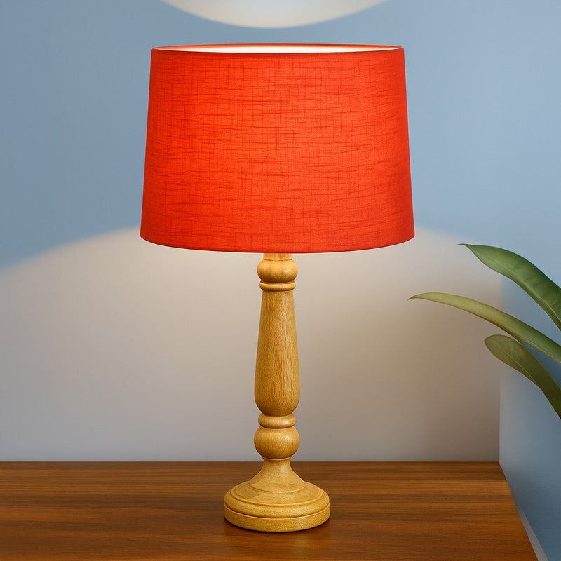 GlowWhisper Soft Light Wooden Table Lamp - Red