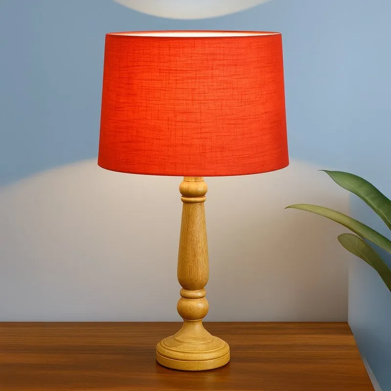 GlowWhisper Soft Light Wooden Table Lamp - Red media 1