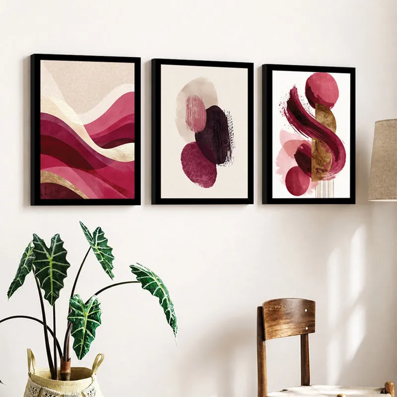 Roselle Abstract Flow Wall Art With Frame - Set Of Three media 3