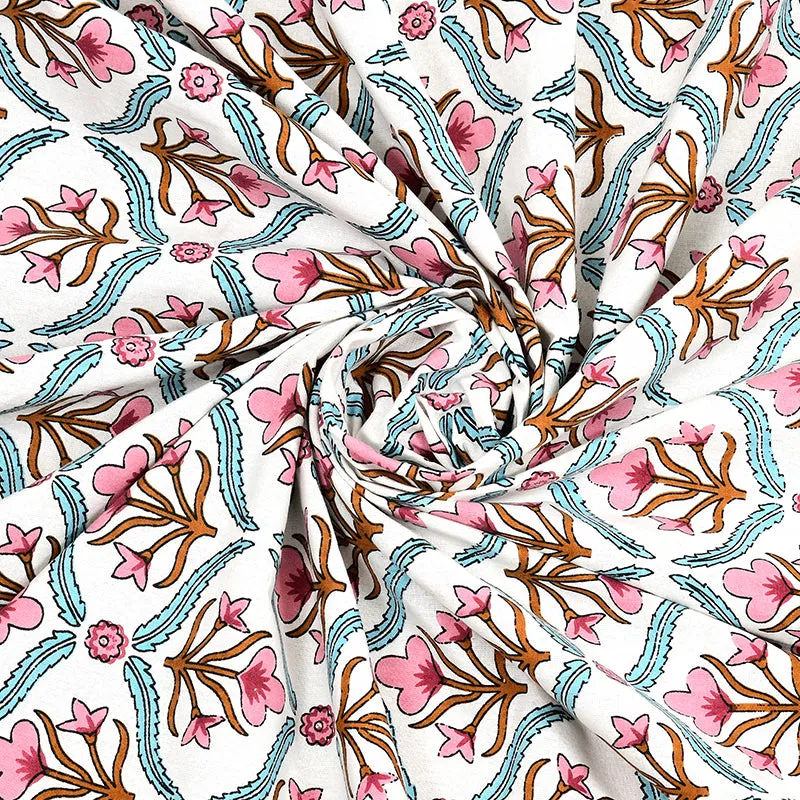 Ethnik Mirage Cotton Bedsheet (Pink, Brown) - 144 TC media 5