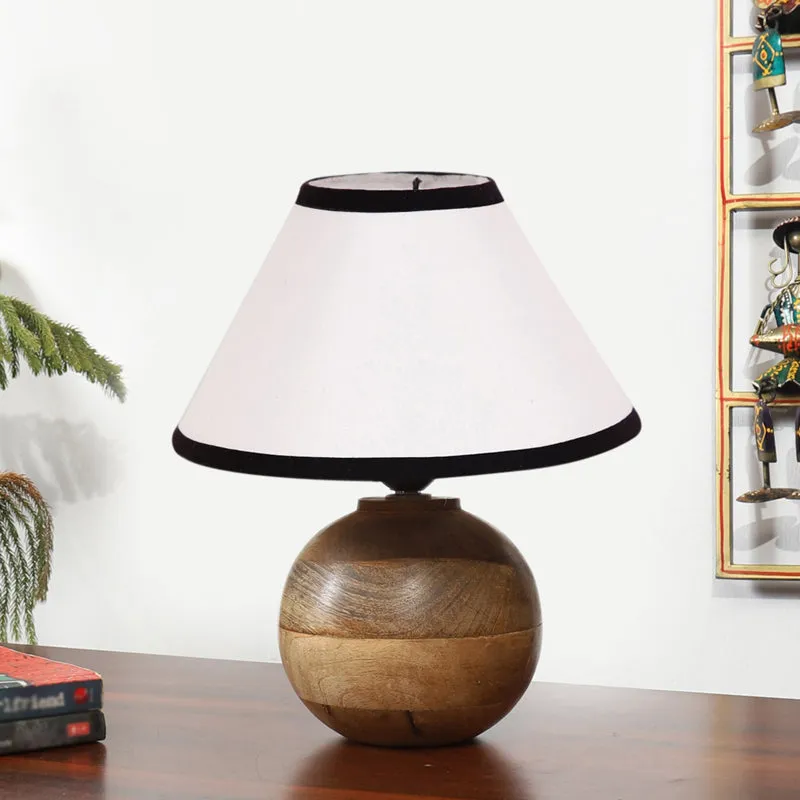Cotin II Stripe Orb Cotton Table Lamp - White,Brown media 3