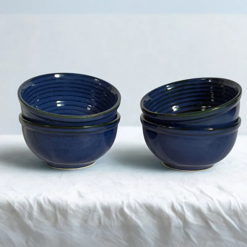 IndiLuxe Ceramic Snack Bowls (Blue, 200 mL Each) - Set Of Four media 5