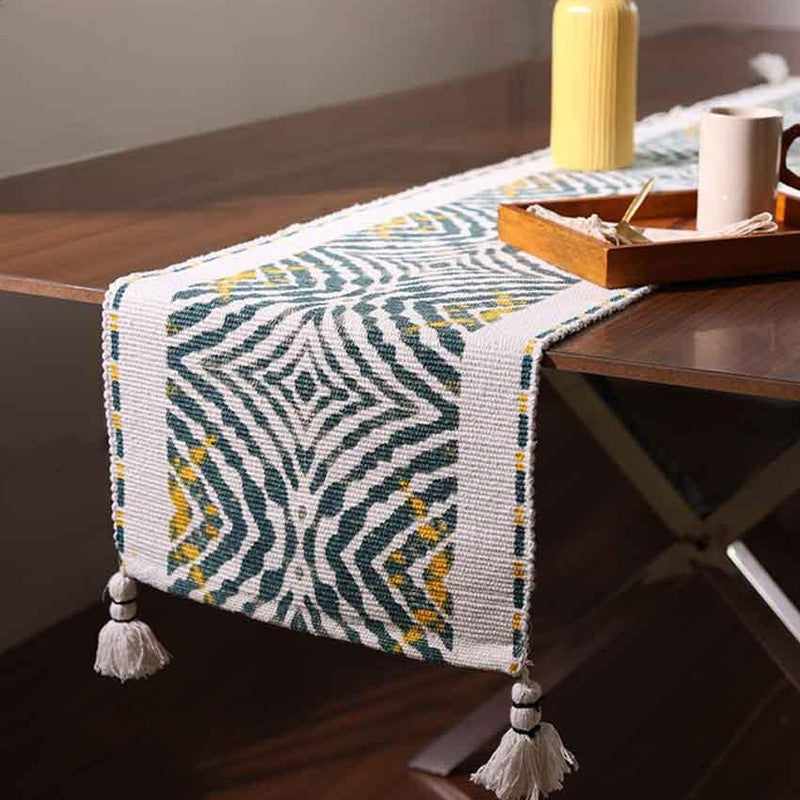 Pyraza Handwoven Tasseled Cotton Table Runner media 3
