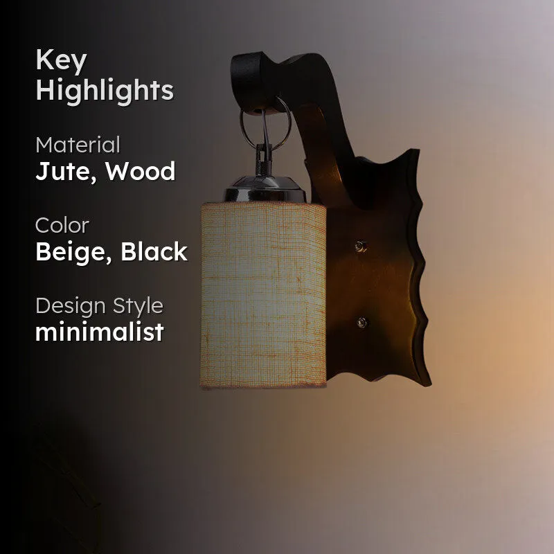 Delphi Glowra Jute & Wooden Wall Lamp - Beige media 2