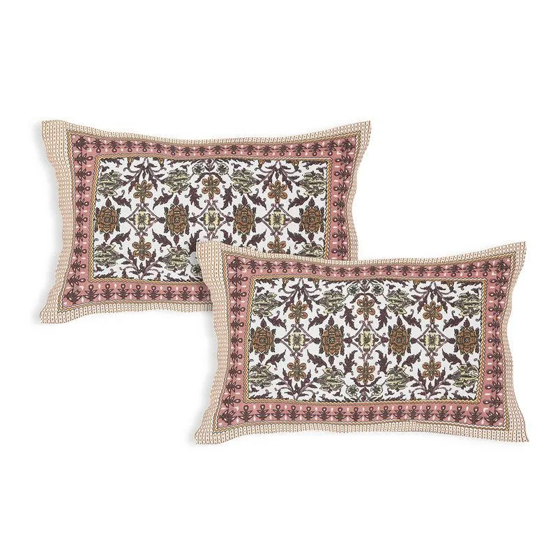 Dakini Ethnic Cotton Bedsheet (Brown,White) - 180 TC media 5