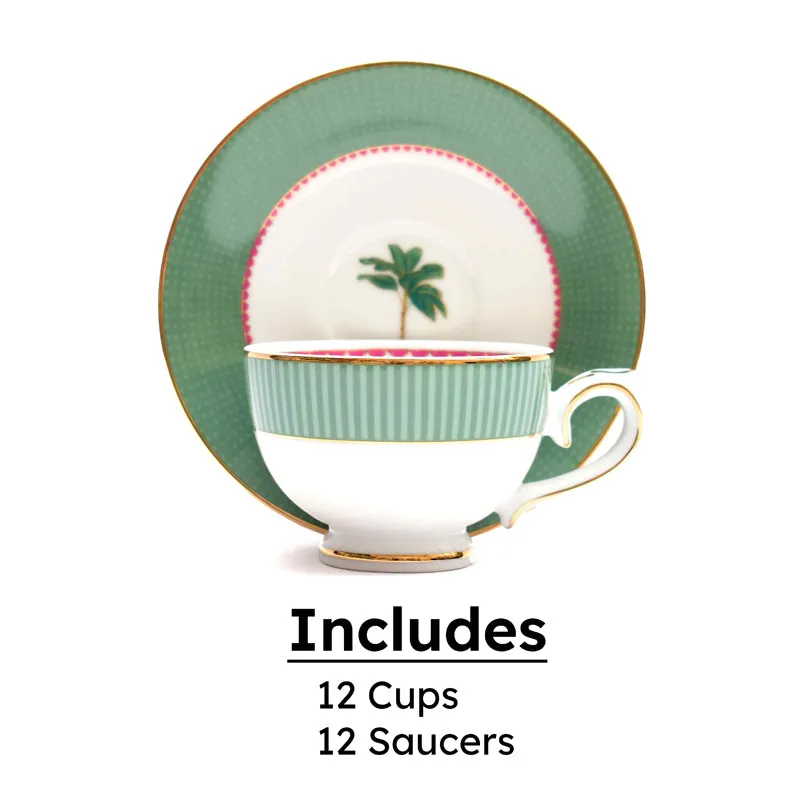 Gilded Mayura 24k Gold Brushed Porcelain Tea Cup & Saucer (300 mL) - Set of Six media 6