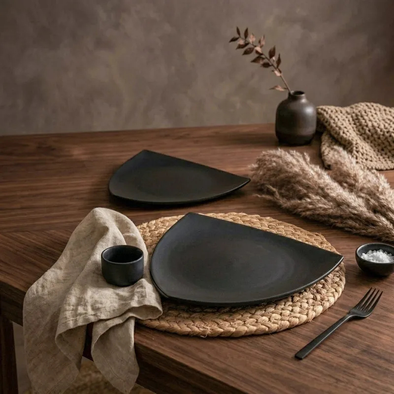 Rubeena Triangular Ceramic Platter - Black media 4