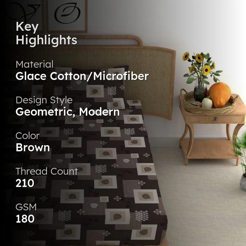 Thelma Printed Microfiber Bedsheet (Brown) - 180 GSM media 2