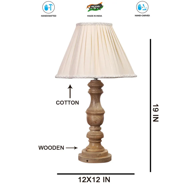 Pleatra I Carve Wooden Table Lamp - Ivory,Brown media 7