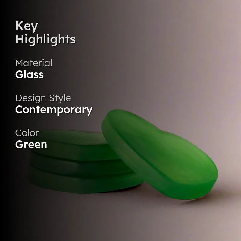 Glossy Hearty Mist Glass Coaster (Green) - Set Of Four media 2
