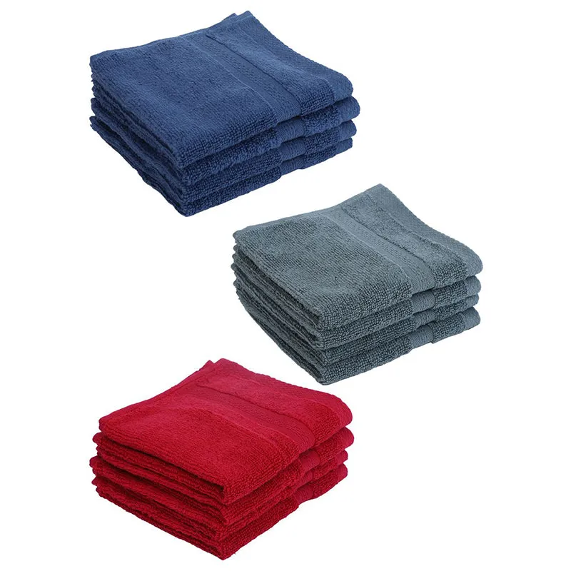 Nuage Cotton Hand & Face Towel (Red, Grey & Blue) - Set Of Twelve media 7