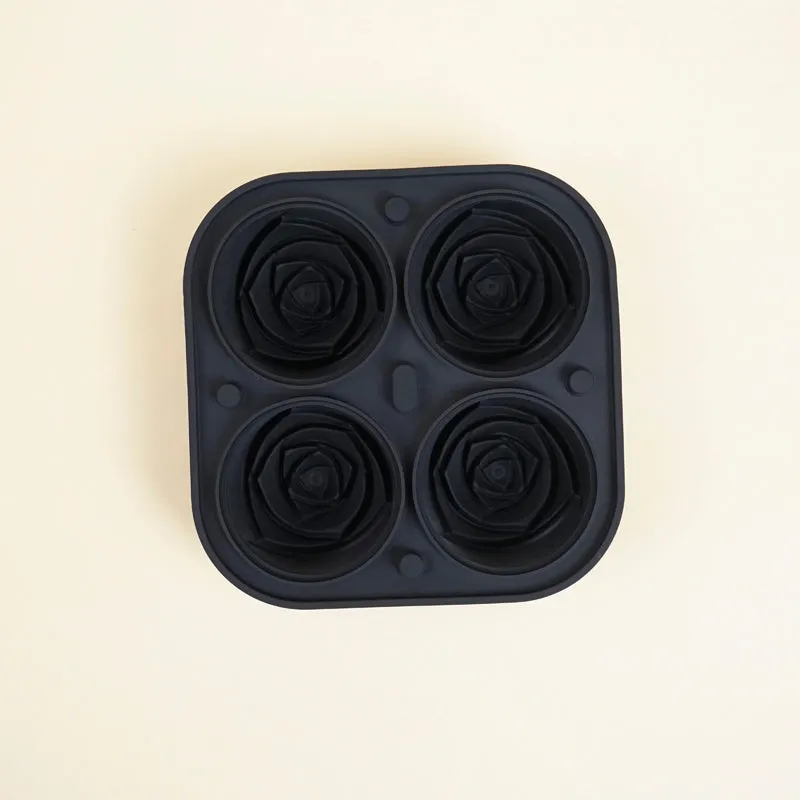 Rose Silicone 4-Cube Ice Mould - Black media 3