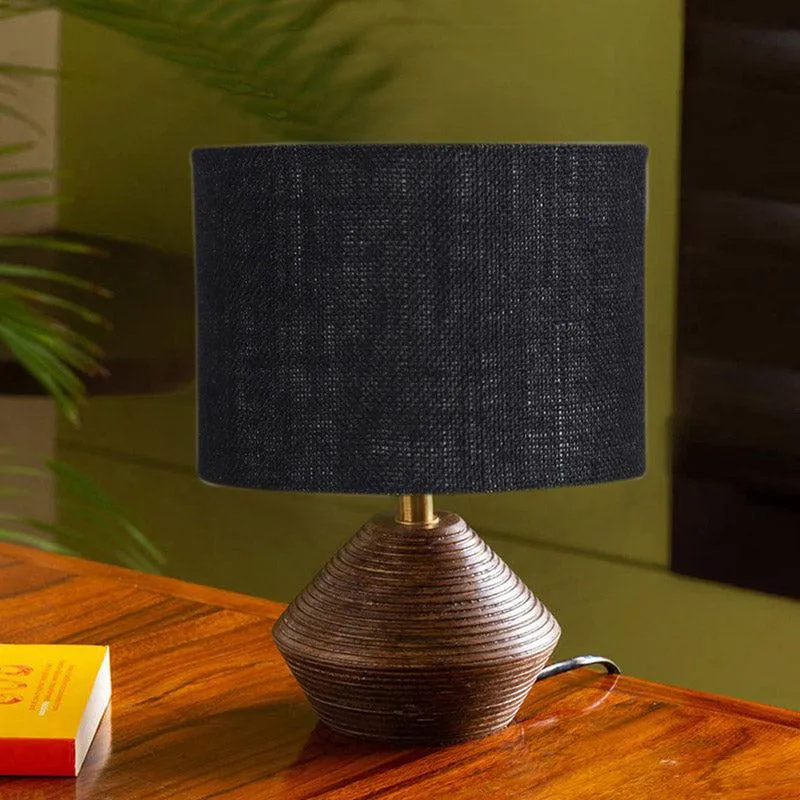 Yami Wooden Table Lamp With Jute Shade - Brown,Black media 2