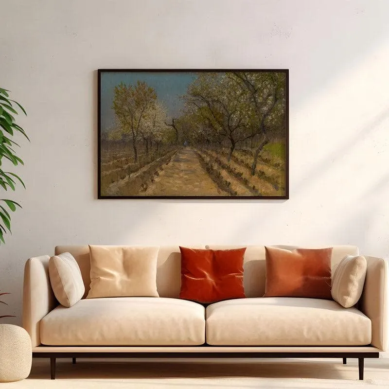 Vineyard Valley Canvas Wall Painting - Black Frame media 4