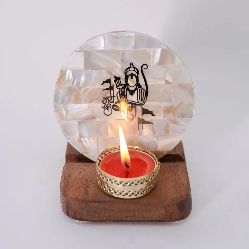 Jai Shree Ram Mother Of Pearl Religious Accent With Tealight Candle Holder media 5
