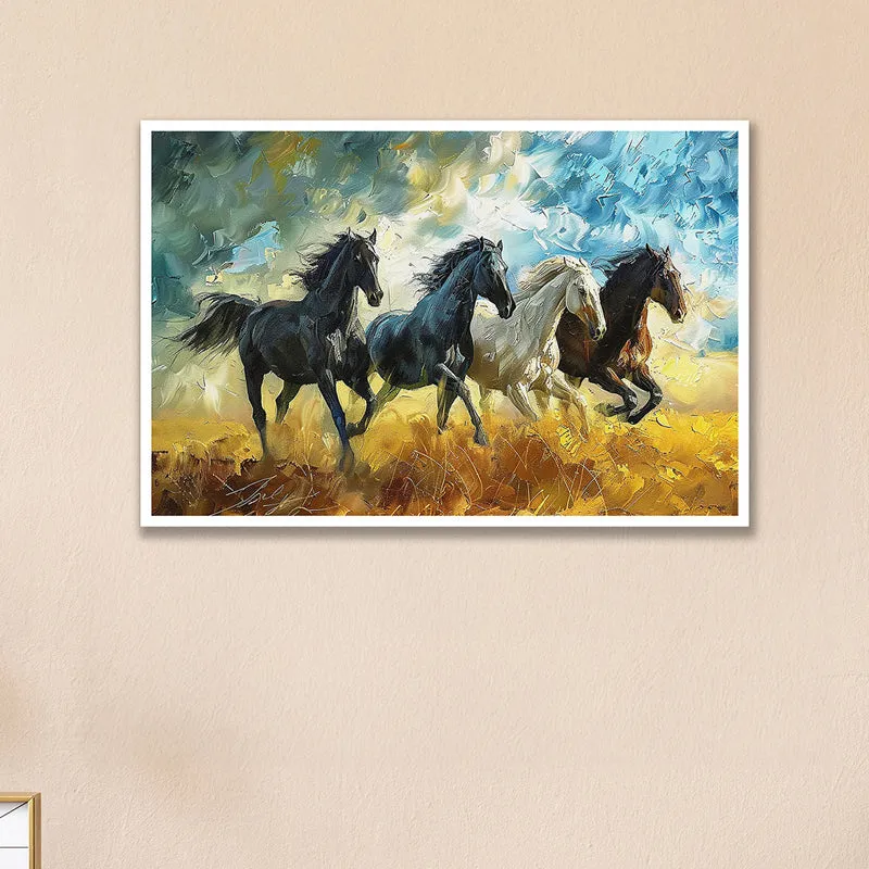 Equine Gallop Wall Art with White Frame media 1