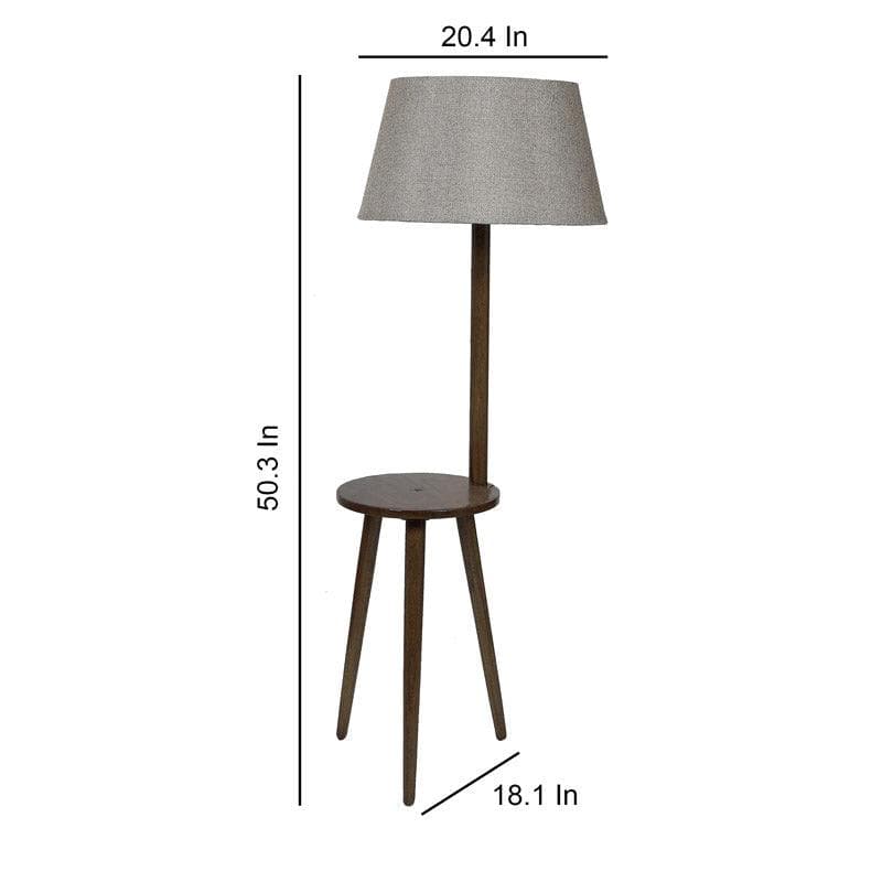 Rosa Miosa Wooden Floor Lamp With Shelf - Beige media 5