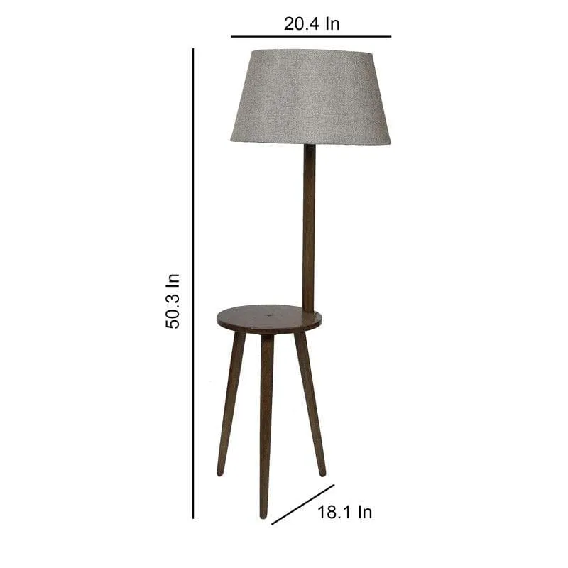 Rosa Miosa Wooden Floor Lamp With Shelf - Beige media 5