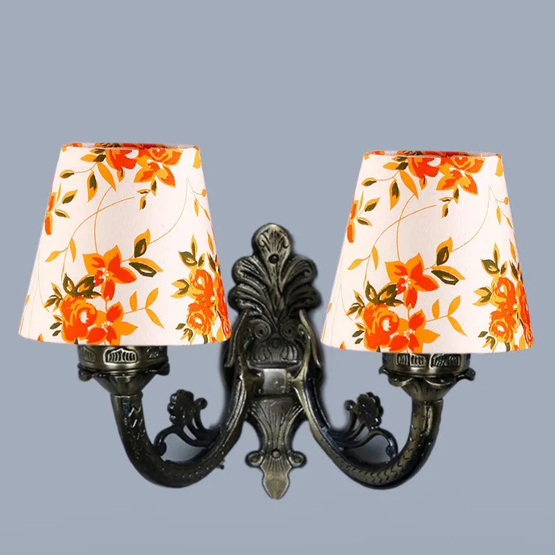 Vintage Ibis Flora Conical Duo Fabric & Metal Wall Lamp media 4