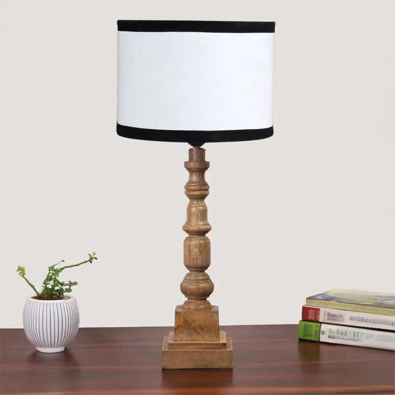 Cotin I Stripe Arbor Wooden Table Lamp - White,Brown media 3