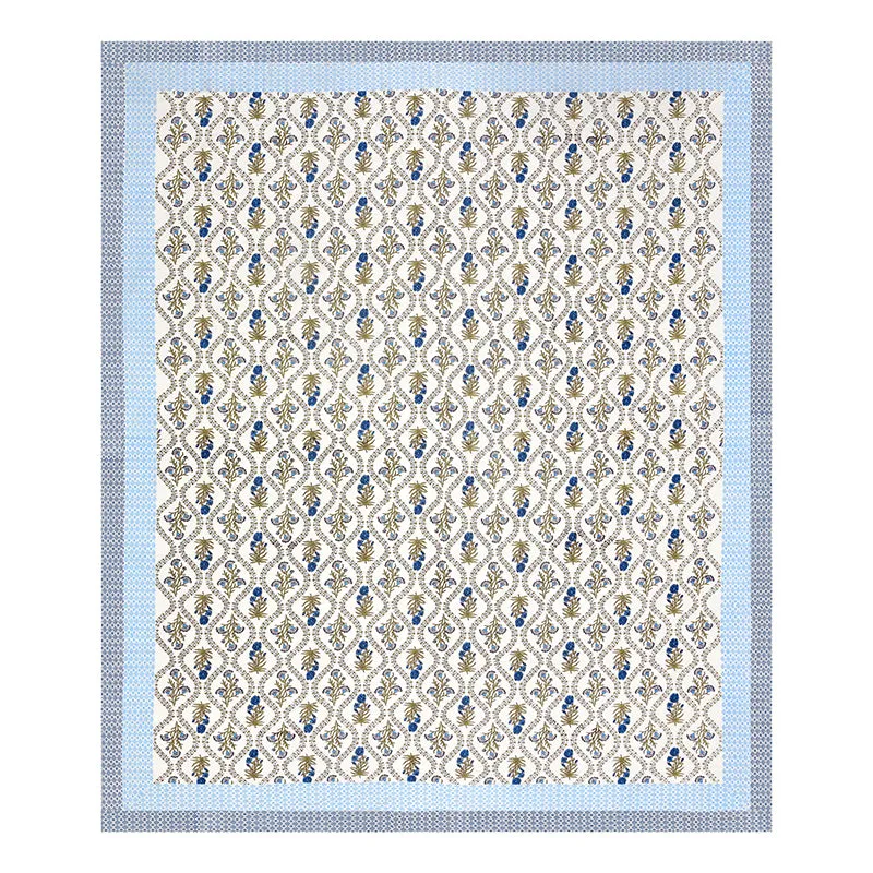 Ethnik Blooms Cotton Bedsheet (Blue) - 144 TC media 7