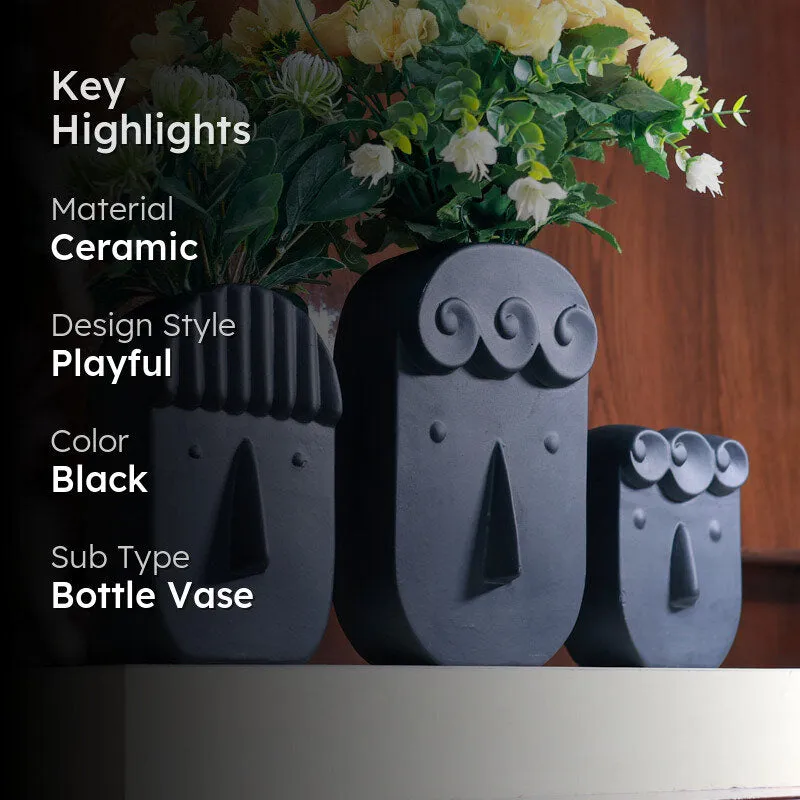Clayfolk Ceramic Vase (Black) - Set Of Three media 2