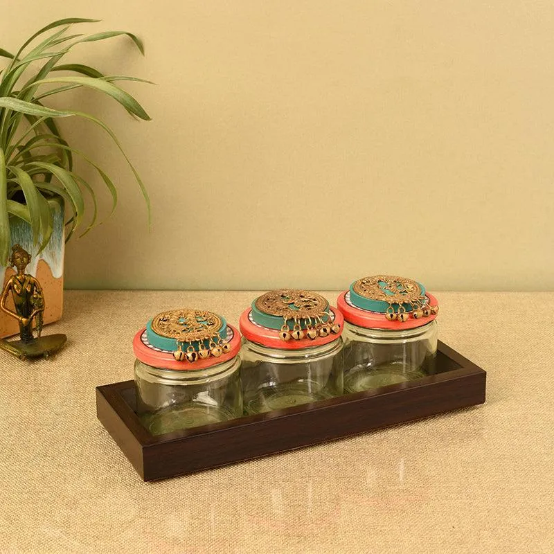 Hemant Jar Set With Tray - Four Piece Set media 1