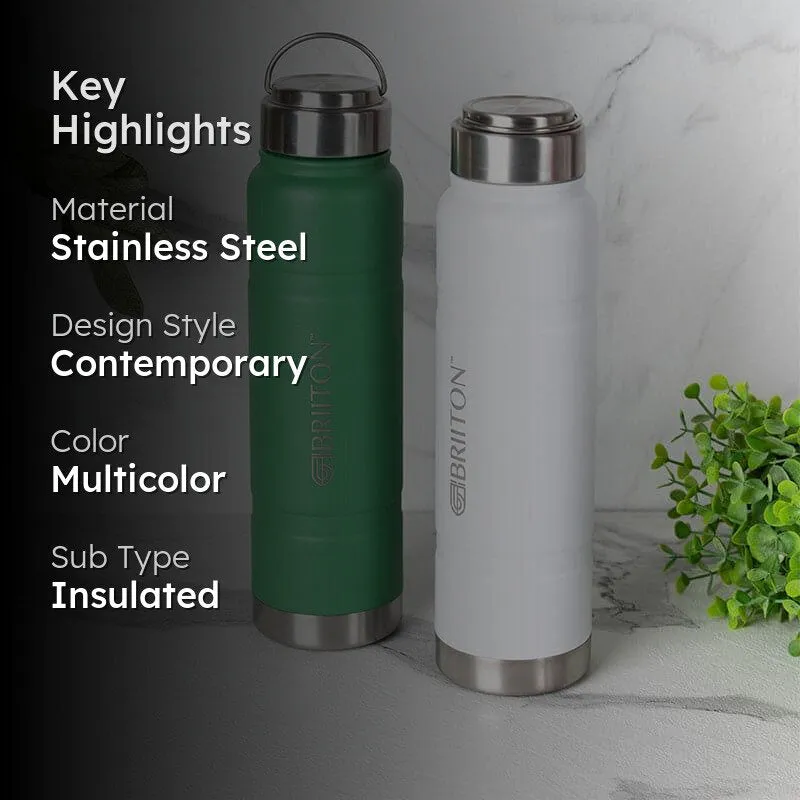 Velno Hot & Cold Thermos Water Bottle (White & Green, 750 mL Each) - Set Of Two media 2