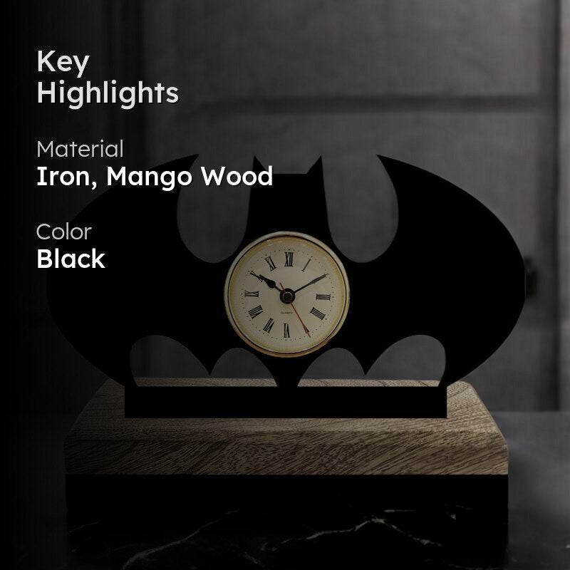 Gotham Time Iron & Mango Wood Table Clock media 2