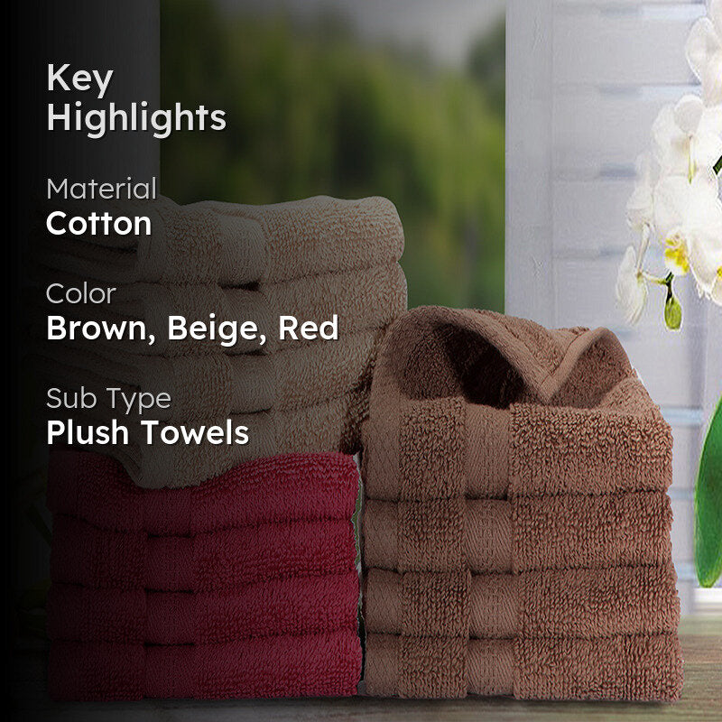Nuage Cotton Hand & Face Towel (Brown, Pink & Beige) - Set Of Twelve media 2