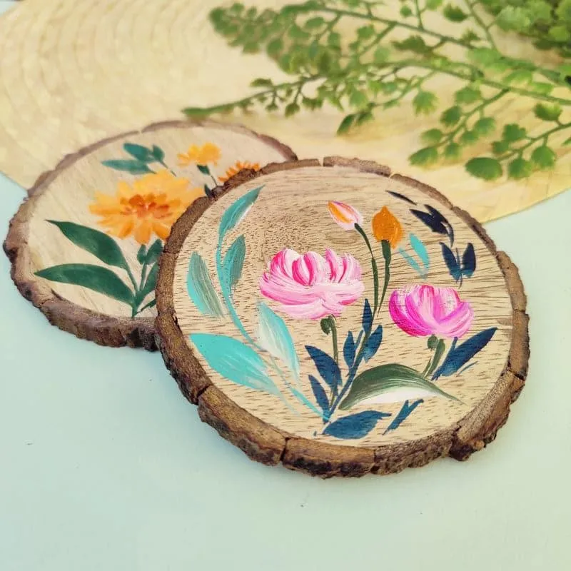 Rose Lush Handpainted Coaster - Set Of Two media 4