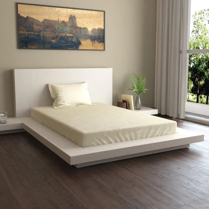Monochrome Luxe Solid Cotton Bedsheet (Ivory) - 400 TC media 1