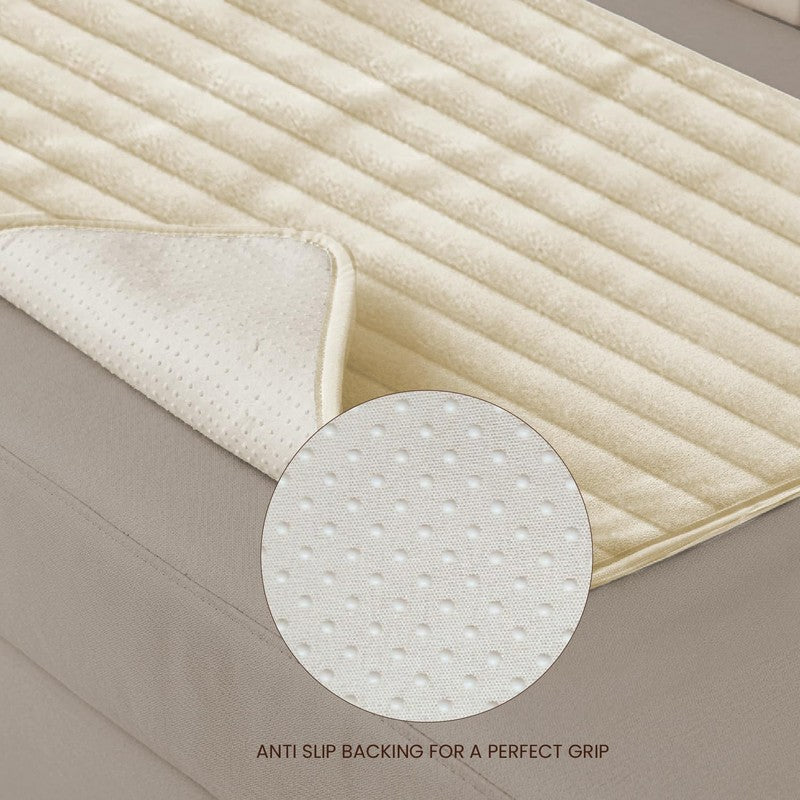 Urban Space Linear Quilted Cotton Sofa Cover - Beige media 4
