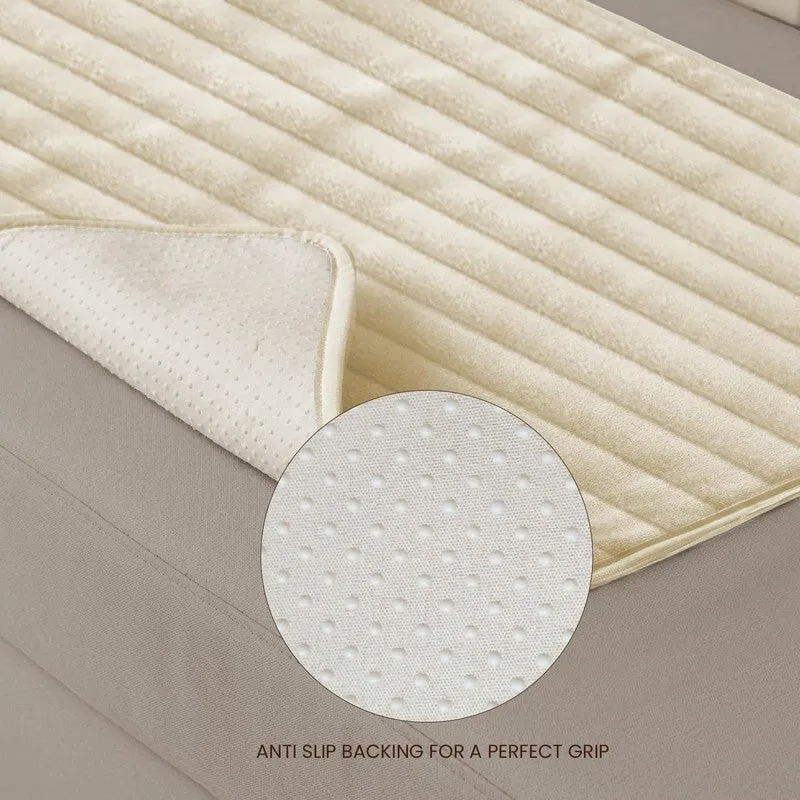 Urban Space Linear Quilted Cotton Sofa Cover - Beige media 4