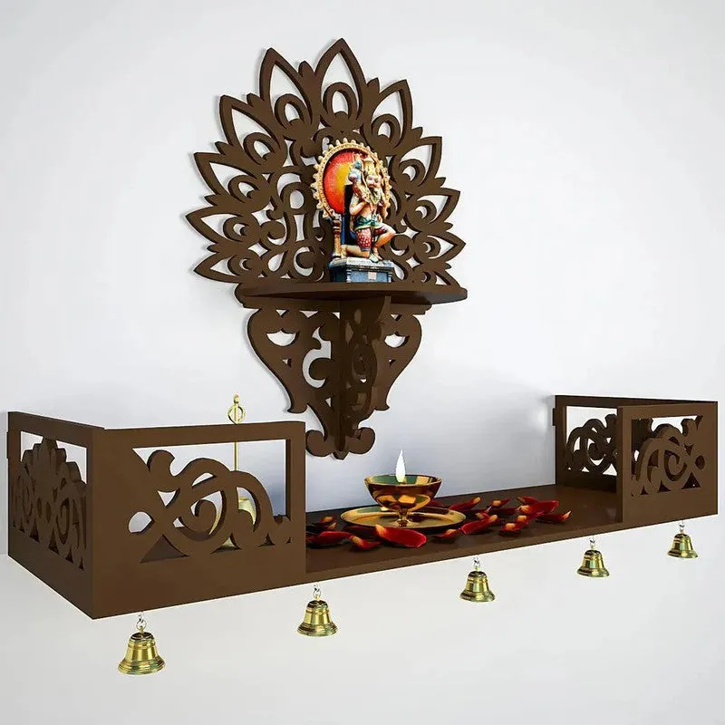 Prarthana Space Mandir with Shelf (Brown) media 5