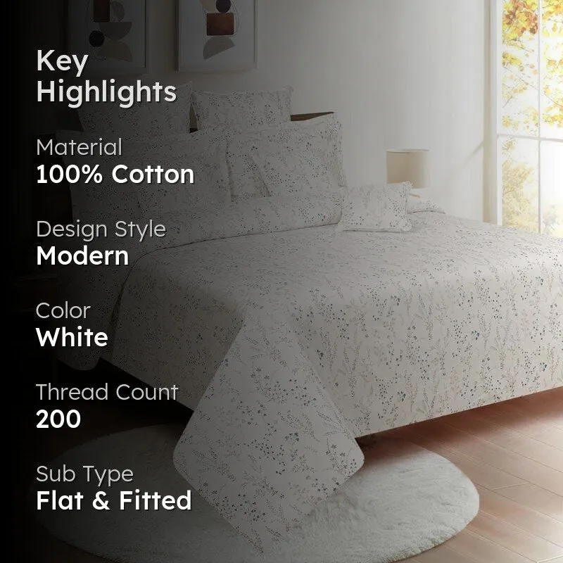 Swayam Cream Evara Floral Bedsheet - 200 TC || Super Soft media 2