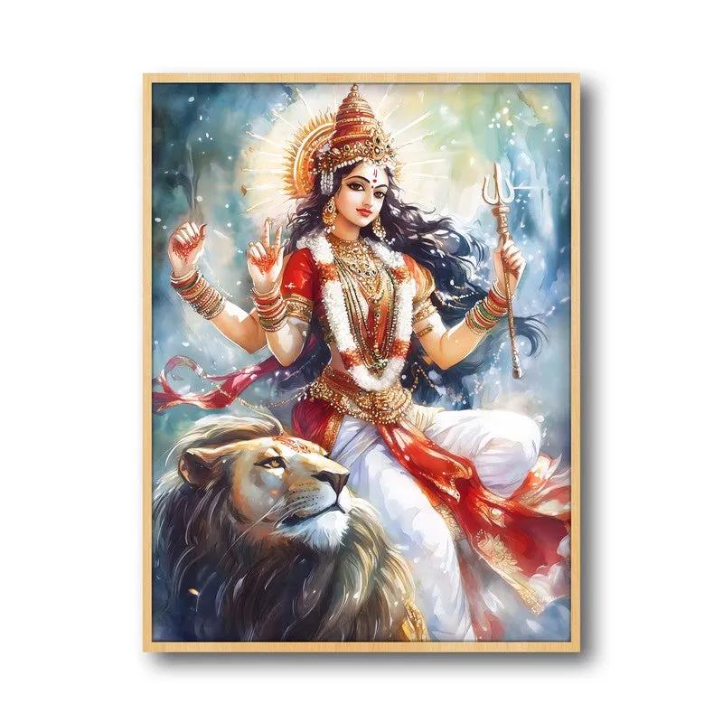 Radhe Gopalam Spiritual Archival Paper Wall Painting - Natural Brown Frame media 5