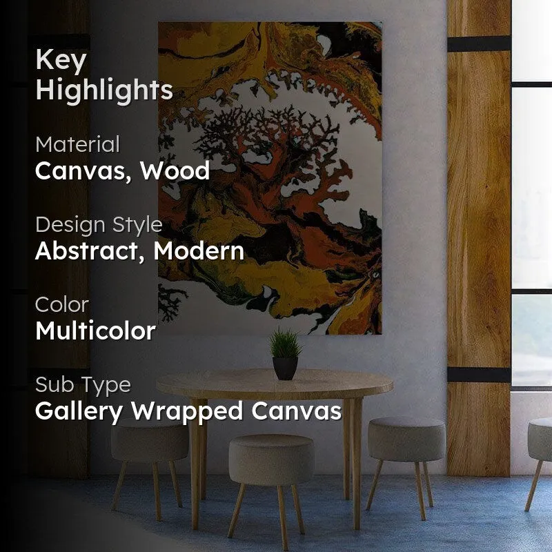 Coral Abstract Canvas Wall Painting - Gallery Wrap media 2