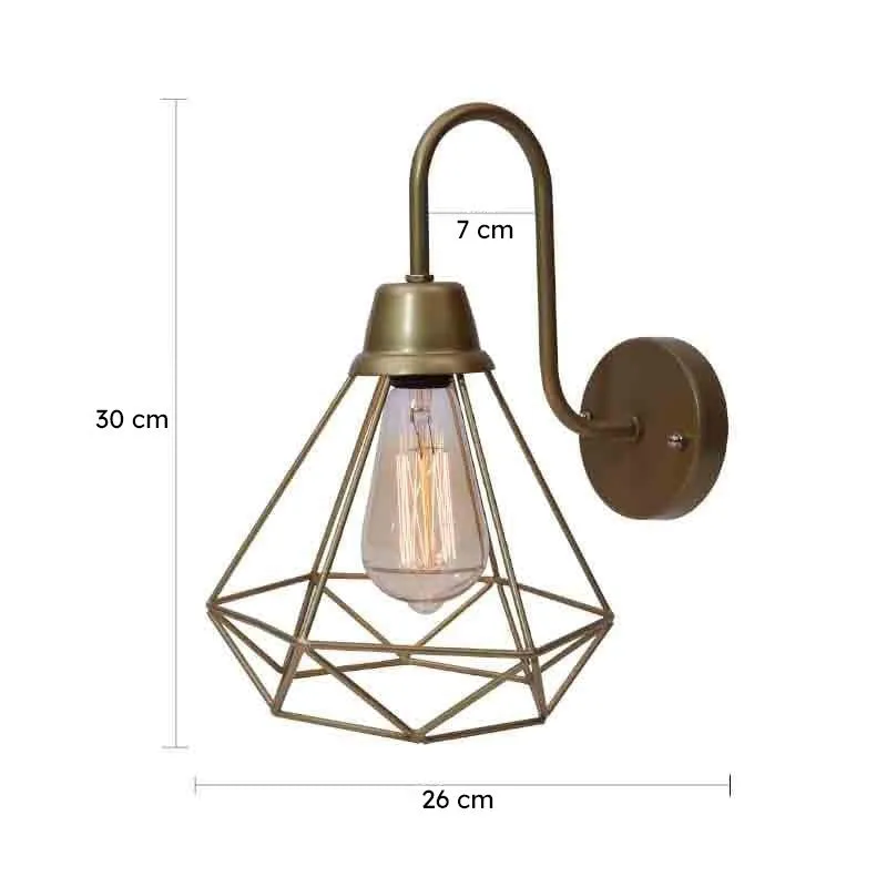 Dapper Diamond Metal Wall Lamp (Gold) - Set Of Two media 8