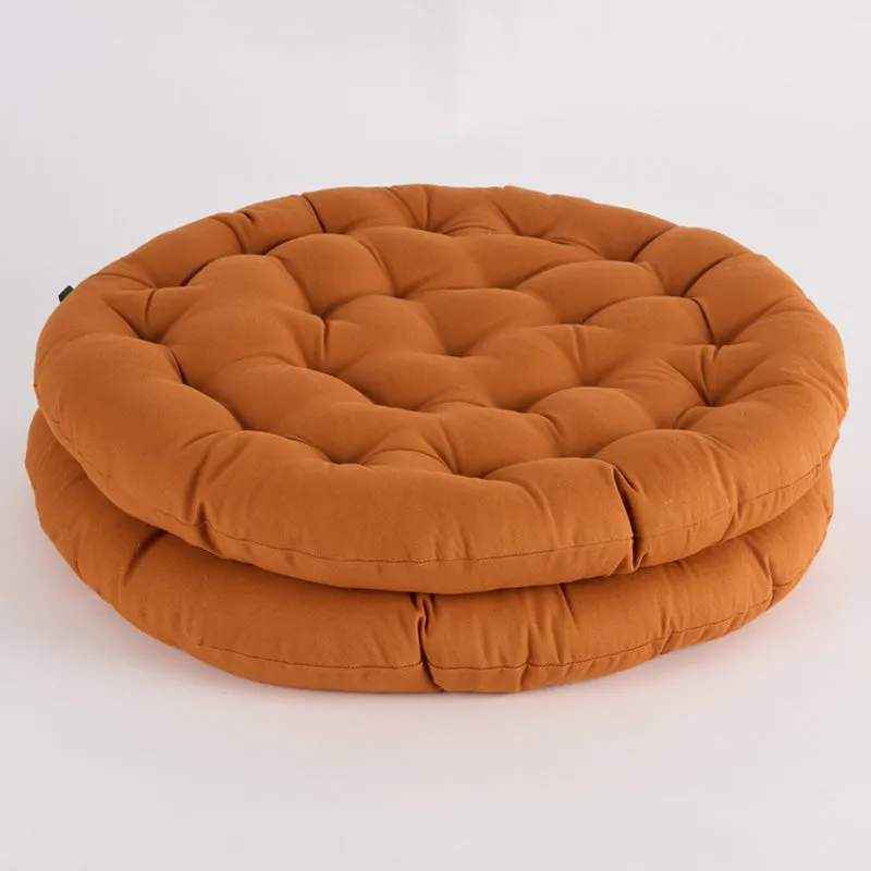 Fluffpod Solid Cotton Floor Cushion (Brown) - Set Of Two media 3